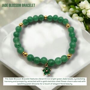 Jade Blossom Bracelet with Gold Accents
